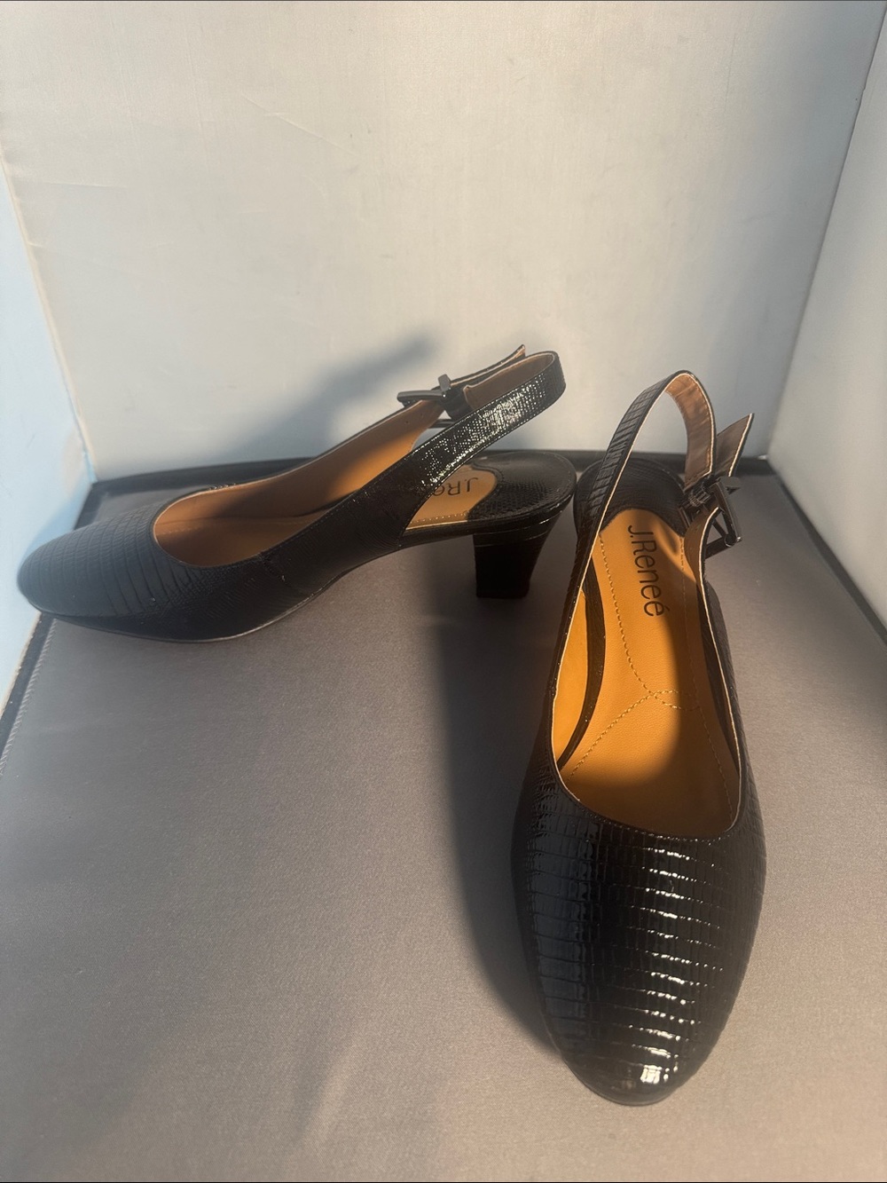 J.Renee Black Slingback Low Heel Pumps size 8.5